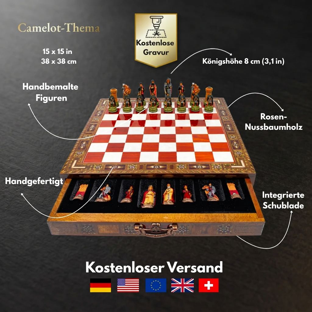 Infographie sur le thème Camelot du jeu d'échecs premium en mosaïque