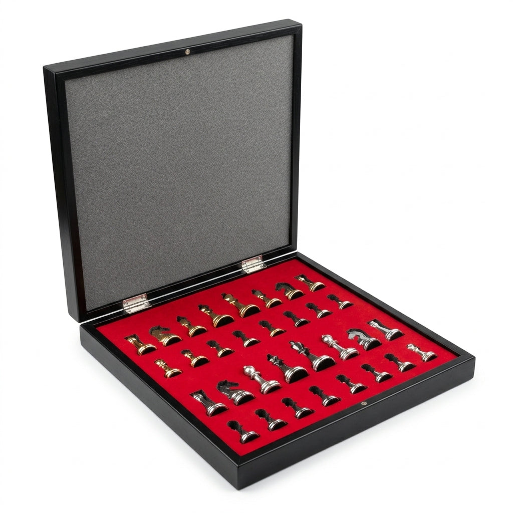 open lid chess set box
