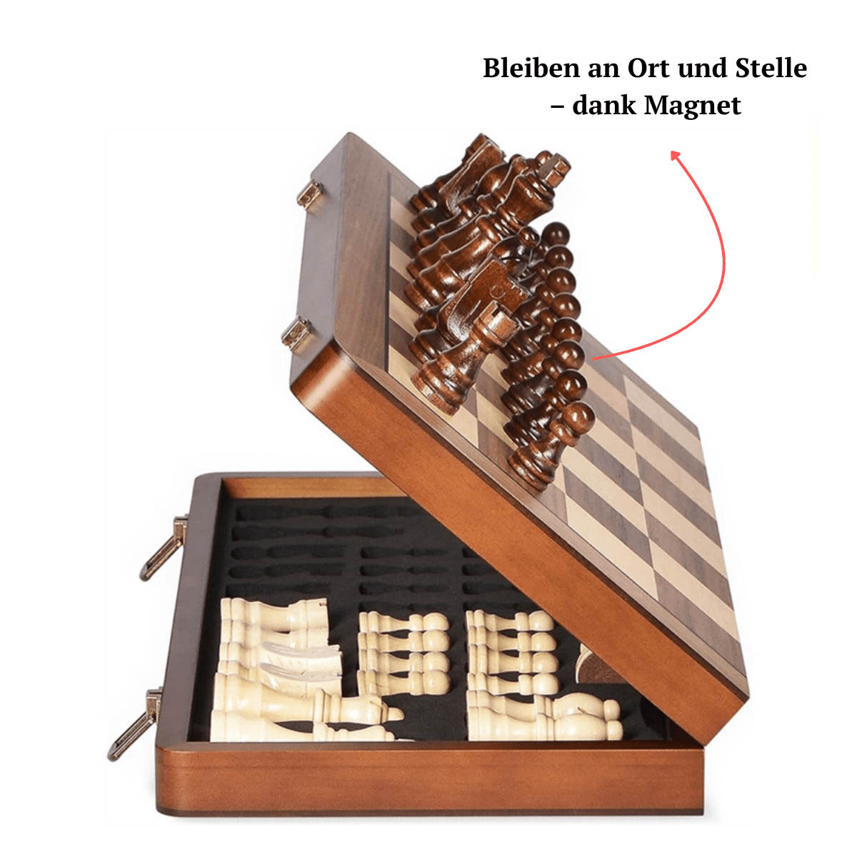 Magnetisches Reiseschach – Figuren bleiben dank Magnet an Ort und Stelle