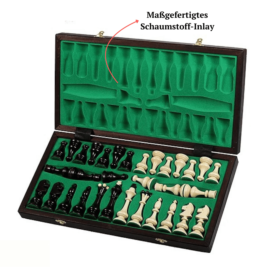 Produktinfografik zu den handgefertigten Staunton-Figuren aus Hainbuche