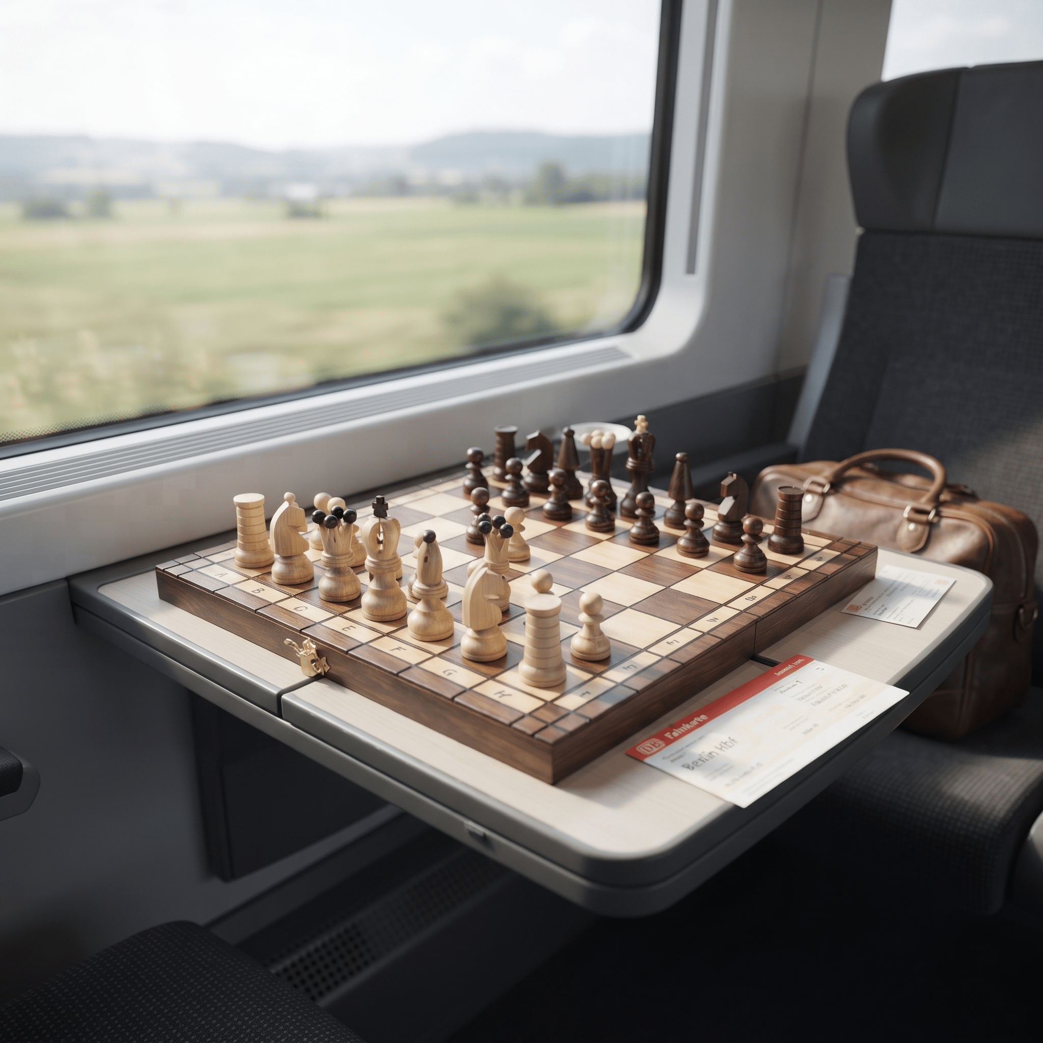 Klappbares Reiseschach mit Staunton-Figuren, Lifestyle-Aufnahme