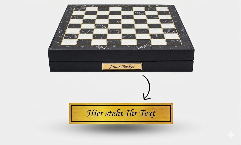 Detailansicht der massiven Staunton-Metallfiguren des Schachspiels – Schachatelier