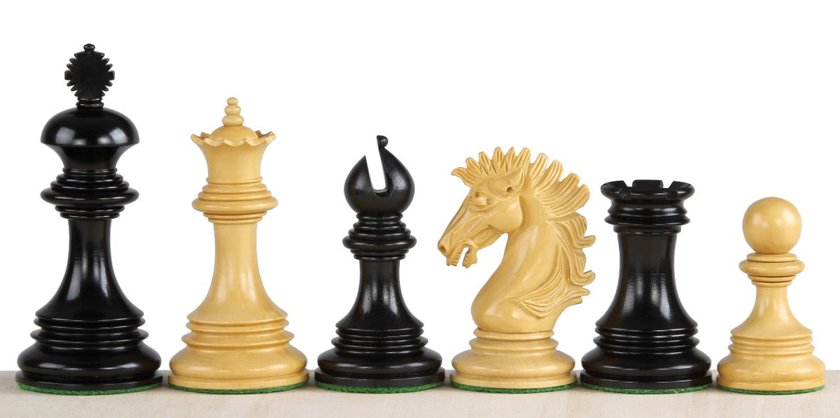 Exklusive Schachfiguren aus Ebenholz und Buchsbaum, König 10,8 cm – Figuren in Reihe