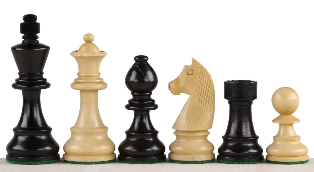 Schachfiguren ebonisiert & Buchsbaum im German-Knight-Design, König 8,9 cm – Figuren in Reihe